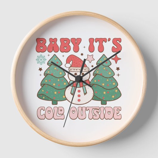 ベビー外は寒い 壁時計 (正面)