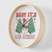 ベビー外は寒い 壁時計 (傾斜)