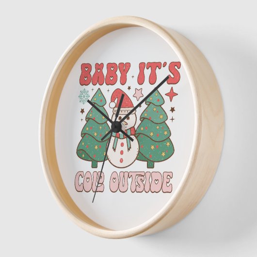 ベビー外は寒い 壁時計 (傾斜)