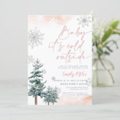 ベビー外は寒い、女の子の赤ちゃんシャワー冬 招待状 (スタンド正面)
