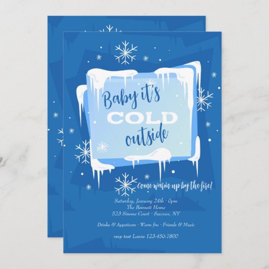 ベビー外は寒い 招待状 (正面/裏面)