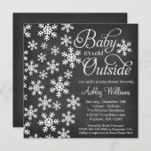 ベビー外は寒い。黒板ベビーシャワー 招待状 (正面/裏面)