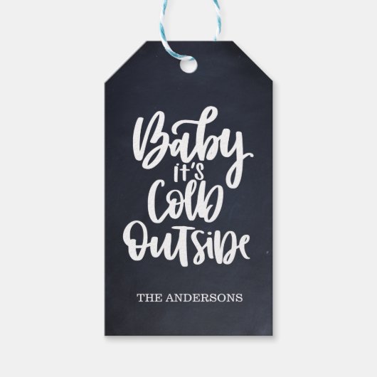 ベビー外は寒い |黒板 |赤 ギフトタグ (正面)