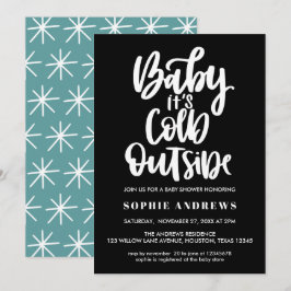 ベビー外は寒い |黒 |赤ちゃんシャワー 招待状