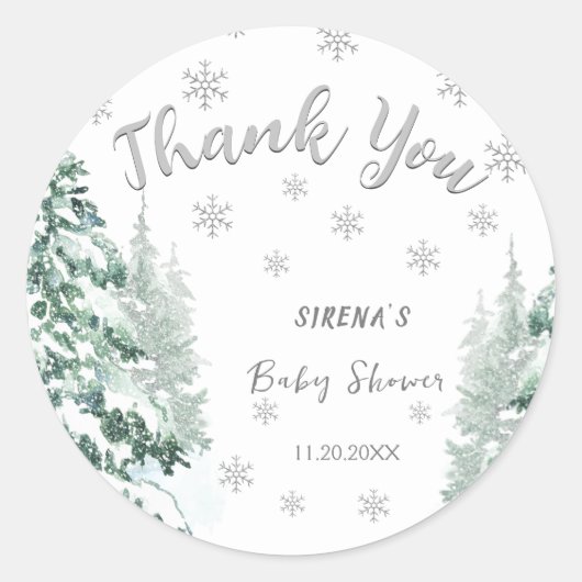 ベビー外は寒い | Snow Winter Baby Shower ラウンドシール (正面)
