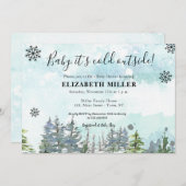 ベビー外は寒く、冬のベビーシャワー 招待状 (正面/裏面)