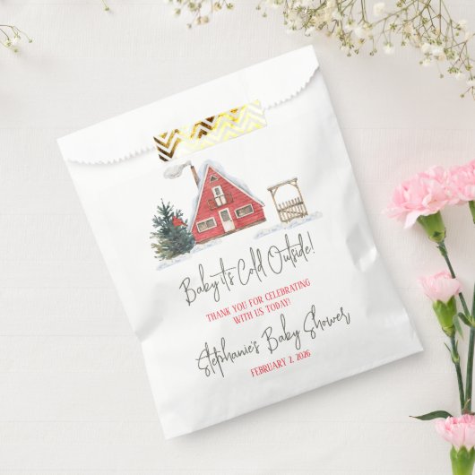 ベビー外は寒く、冬をテーマにした赤ちゃんシャワー フェイバーバッグ (封をした状態)