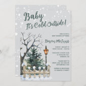 ベビー外は寒く、冬をテーマにした赤ちゃんシャワー 招待状 (正面/裏面)