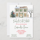 ベビー外は寒く、冬をテーマにした赤ちゃんシャワー 招待状 (正面)