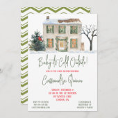 ベビー外は寒く、冬をテーマにした赤ちゃんシャワー 招待状 (正面/裏面)