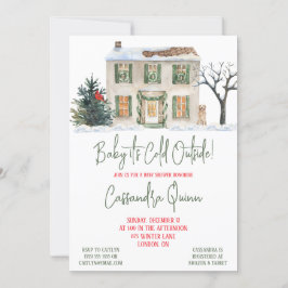 ベビー外は寒く、冬をテーマにした赤ちゃんシャワー 招待状