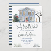 ベビー外は寒く、冬をテーマにした赤ちゃんシャワー 招待状 (正面/裏面)