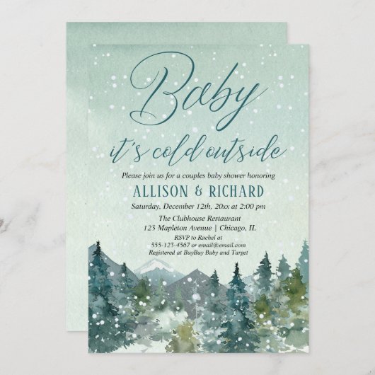 ベビー外は寒男女兼用い 招待状 (正面/裏面)