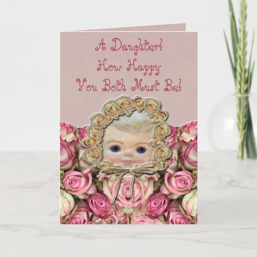 ベビー大切ガールバラおめでとう カード (正面)