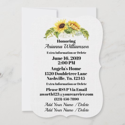 ベビー大切シャワー又は誕生日招待状 招待状 (裏面)