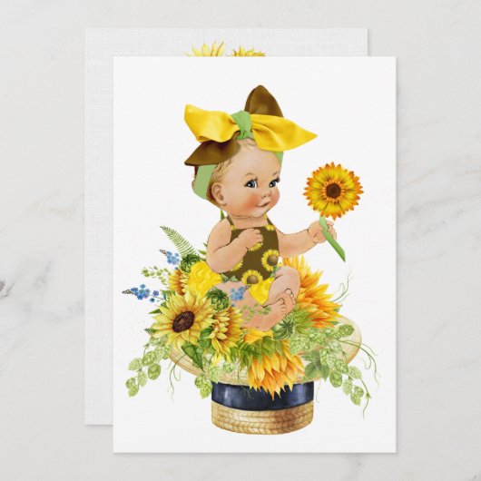 ベビー大切シャワー又は誕生日招待状 招待状 (正面/裏面)