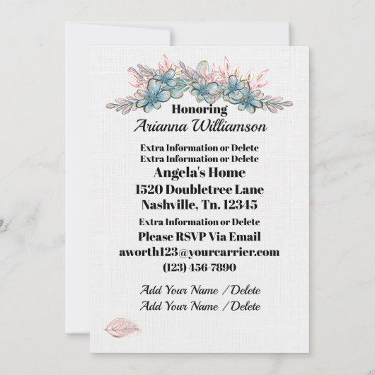 ベビー大切シャワー招待状 招待状 (裏面)