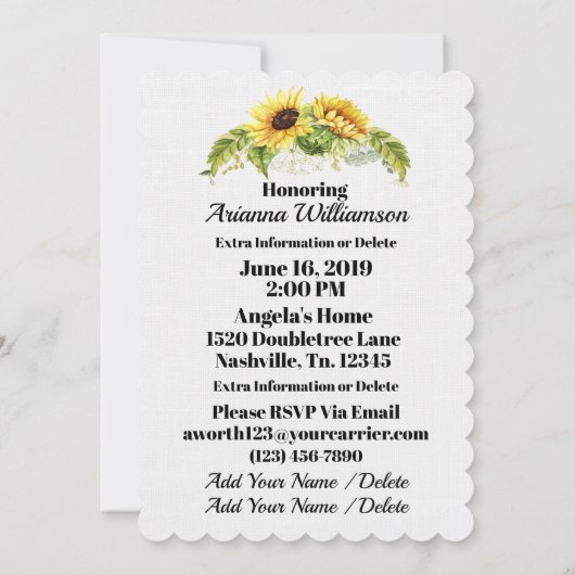 ベビー大切シャワー招待状 招待状 (裏面)