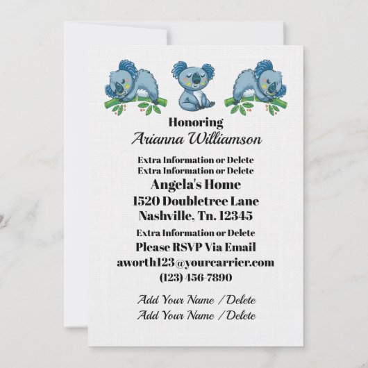 ベビー大切シャワー招待状 招待状 (裏面)