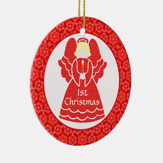 ベビー女子の第1回クリスマスエンジェル セラミックオーナメント (右)