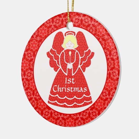 ベビー女子の第1回クリスマスエンジェル セラミックオーナメント (左)