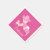 ベビー女性のカーボーイとピンクハットとブーツパーティー スタンダードカクテルナプキン (角)