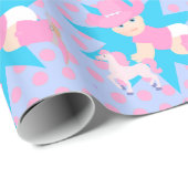 ベビー女性のカーボーイとホール任意の時ピンク水玉模様 ラッピングペーパー (ロールコーナー)
