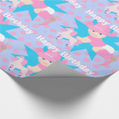 ベビー女性のカーボーイハッピーバースデー水玉模様 ラッピングペーパー (角)