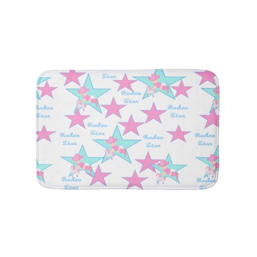 ベビー女性のカーボーイピンクハット及び玩具馬ロデオバスマット バスマット (正面)
