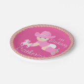 ベビー女性のカーボーイ及びピンクハット付きブーツ誕生日 ペーパープレート (アングル)