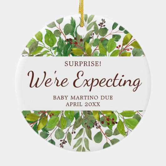 ベビー妊娠が明らかにパーソナライズされたなる見込み セラミックオーナメント (裏面)