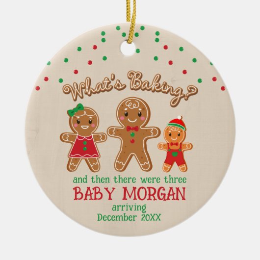 ベビー妊娠告知オーナメントジンジャーブレッド セラミックオーナメント (正面)