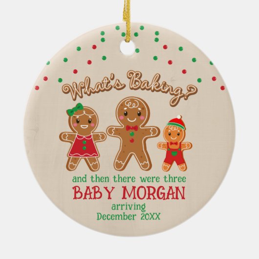 ベビー妊娠告知オーナメントジンジャーブレッド セラミックオーナメント (裏面)