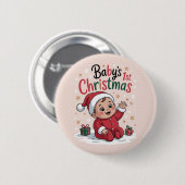ベビー妊婦の第1回クリスマス妊娠の発表 缶バッジ (正面&裏面)