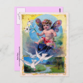 ベビー妖精と鳩 ポストカード (正面/裏面)