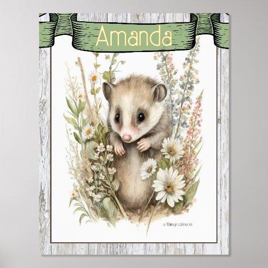 ベビー子供部屋かわいい動物 箔ポスター (正面)