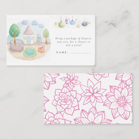 ベビー子供部屋エッセンシャルキュートパステルベビーシャワー エンクロージャーカード (正面/裏面)