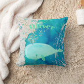 ベビー子供部屋ホエールスパークルブルー航海のパーソナル クッション (ブランケット)