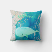 ベビー子供部屋ホエールスパークルブルー航海のパーソナル クッション (正面)
