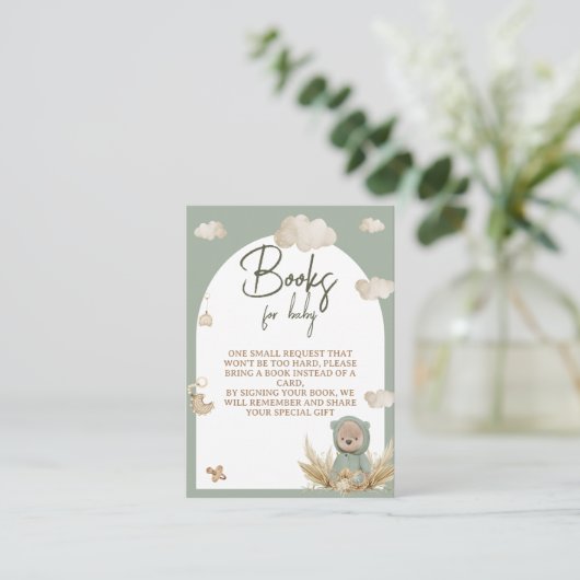 ベビー子供部屋ボホベアベビーシャワー用の本 エンクロージャーカード (スタンド正面)
