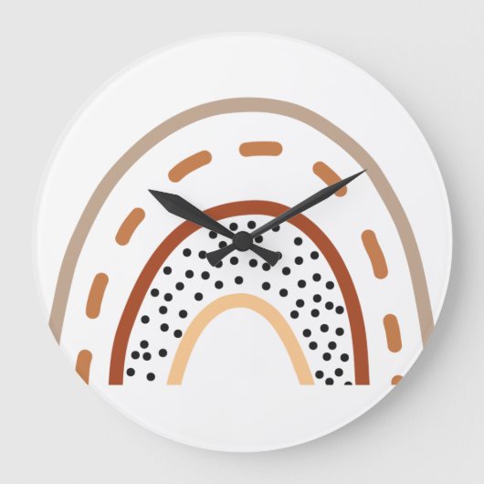 ベビー子供部屋ボホレインボークロック自然イン色 ラージ壁時計 (正面)