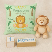 ベビー子供部屋ライオンサファリ誕生統計 クッション