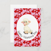 ベビー子羊とハートチャイルドズバレンタインカード 出欠カード (正面/裏面)