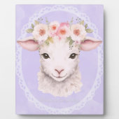 ベビー子羊とフラワークラウンのアートワーク フォトプラーク (正面)