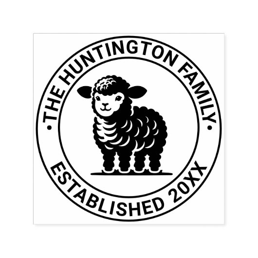 ベビー子羊スタンディングファミリー名日付の設定 セルフインキングスタンプ (デザイン)
