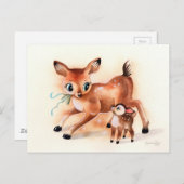 ベビー子鹿とママディアキュートキッチュ ポストカード (正面/裏面)