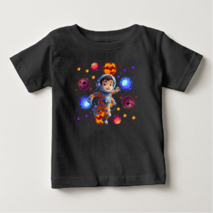 ベビー宇宙飛行士が惑星カラフル銀河系を探索 ベビーTシャツ