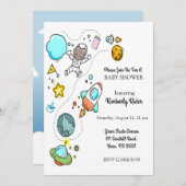 ベビー宇宙飛行士のベビーシャワー 招待状 (正面/裏面)