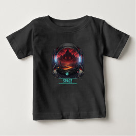 ベビー宇宙飛行士スペースミステリーレッドプラネットグラフィック ベビーTシャツ