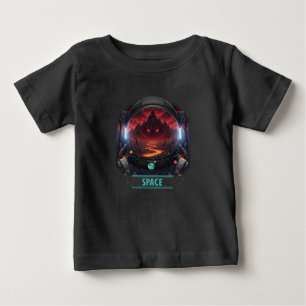 ベビー宇宙飛行士スペースミステリーレッドプラネットグラフィック ベビーTシャツ